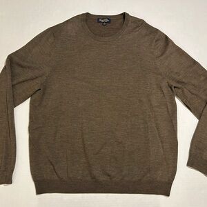 Brooks Brothers Saxon Wool Sweater Men's XL Brown Crewneck Pullover Luxury